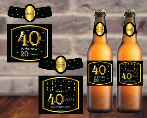40th Birthday Beer Labels