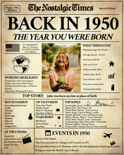 Load image into Gallery viewer, Back in 1950 Newspaper Poster