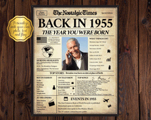 Load image into Gallery viewer, Back in 1955 Newspaper Poster Sign | Fully Editable