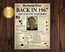 Load image into Gallery viewer, Back in 1967 Newspaper Poster Sign | Fully Editable