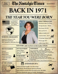 50th birthday poster | Back in 1971 Newspaper Poster Gift for Women