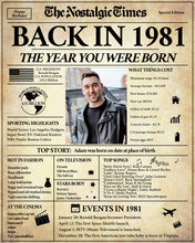 Load image into Gallery viewer, Newspaper Birthday Poster | Back in 1981 Newspaper Poster Gift for Men