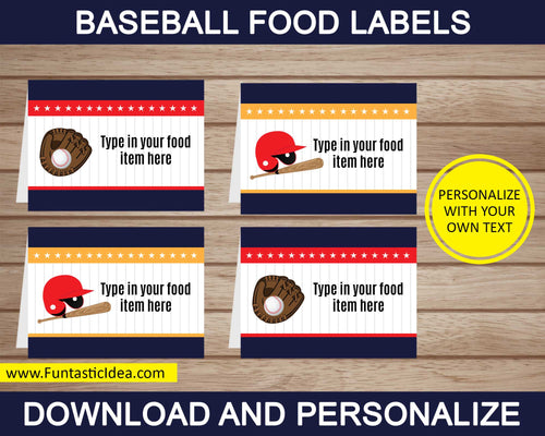 Baseball Party Food Labels