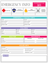 Load image into Gallery viewer, Emergency Information Sheet
