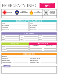 Emergency Information Sheet