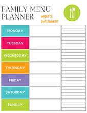 Load image into Gallery viewer, Family Menu Planner