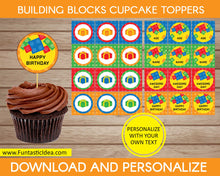 Load image into Gallery viewer, Building Blocks Party Cupcake Toppers