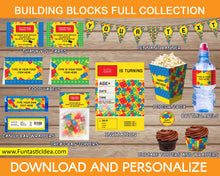 Load image into Gallery viewer, Building Blocks Party Invitation and Decorations