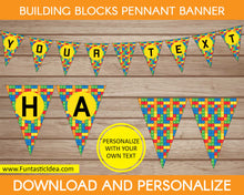 Load image into Gallery viewer, Building Blocks Party Pennant Banner