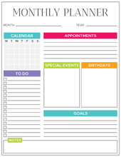 Load image into Gallery viewer, Monthly Planner