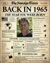 Load image into Gallery viewer, Back in 1965 Newspaper Poster Sign | Fully Editable