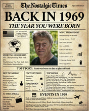 Load image into Gallery viewer, Back in 1969 Newspaper Poster Sign | Fully Editable