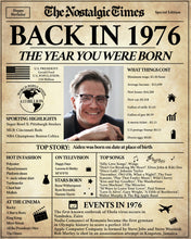 Load image into Gallery viewer, Back in 1976 Newspaper Poster Sign | Fully Editable