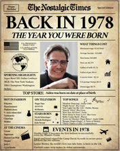 Load image into Gallery viewer, Back in 1978 Newspaper Poster Sign | Fully Editable