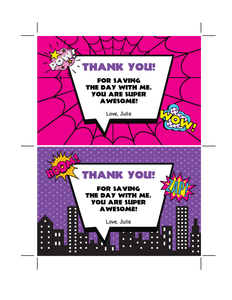 Supergirl Party Thank You Cards