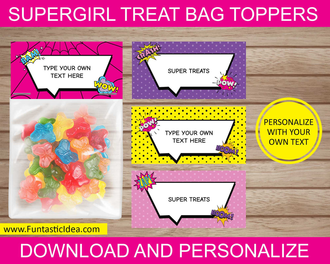 Supergirl Party Treat Bag Toppers