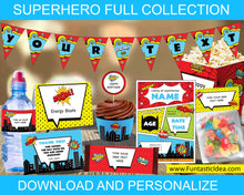 Load image into Gallery viewer, Superhero Party Invitation and Decorations