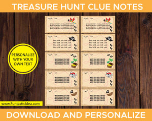 Treasure Hunt Party Clue Notes