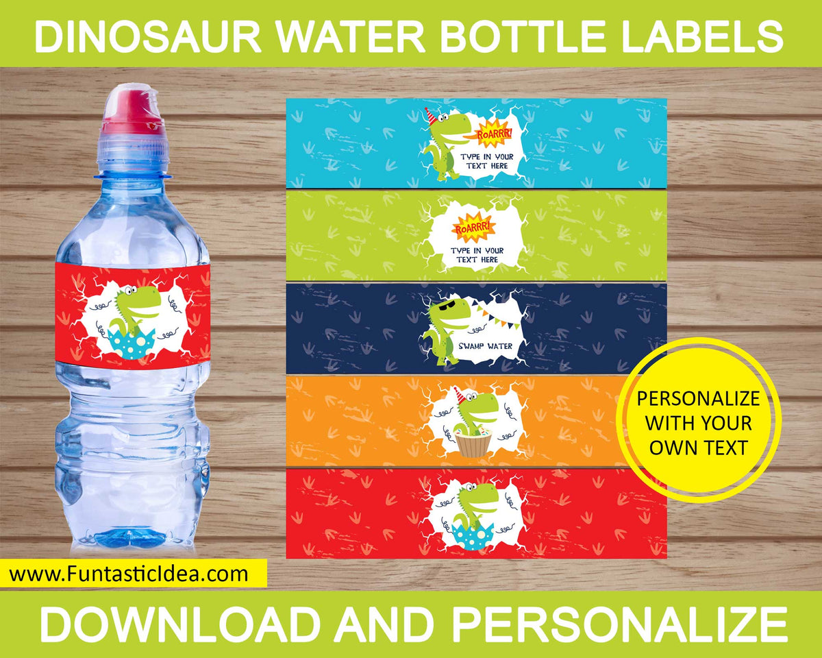 10 pezzi Etichette per bottiglie d'acqua a tema dinosauro, adesivi per 10 pezzi Etichette per bottiglie d'acqua a tema dinosauro, adesivi per