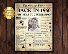 Load image into Gallery viewer, Back in 1960 Newspaper Poster | Fully Editable
