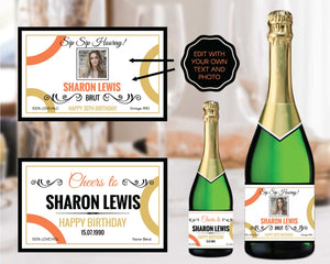Personalized Birthday Party Champagne Labels