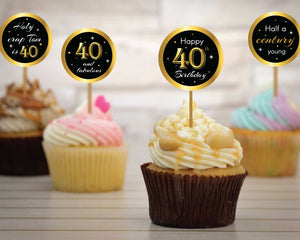 40th Birthday Cupcake Toppers