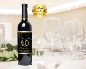 40th Birthday Wine Labels