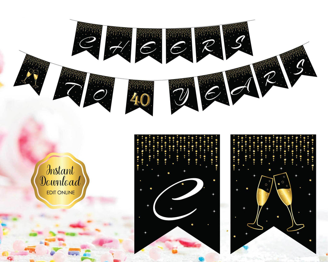 40th Birthday Party Pennant Banner