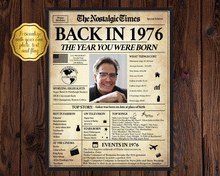 Load image into Gallery viewer, Back in 1976 Newspaper Poster Sign | Fully Editable