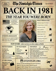 Newspaper  Birthday Poster | Back in 1981 Newspaper Poster Gift for Women
