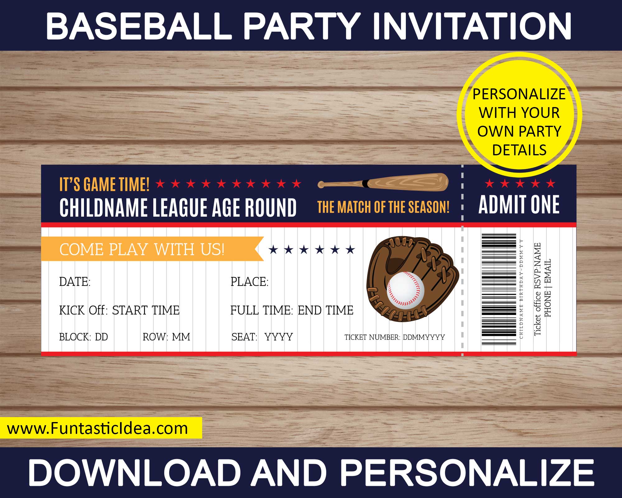 baseball ticket template admit one
