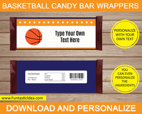 Basketball Party Candy Bar Wrappers
