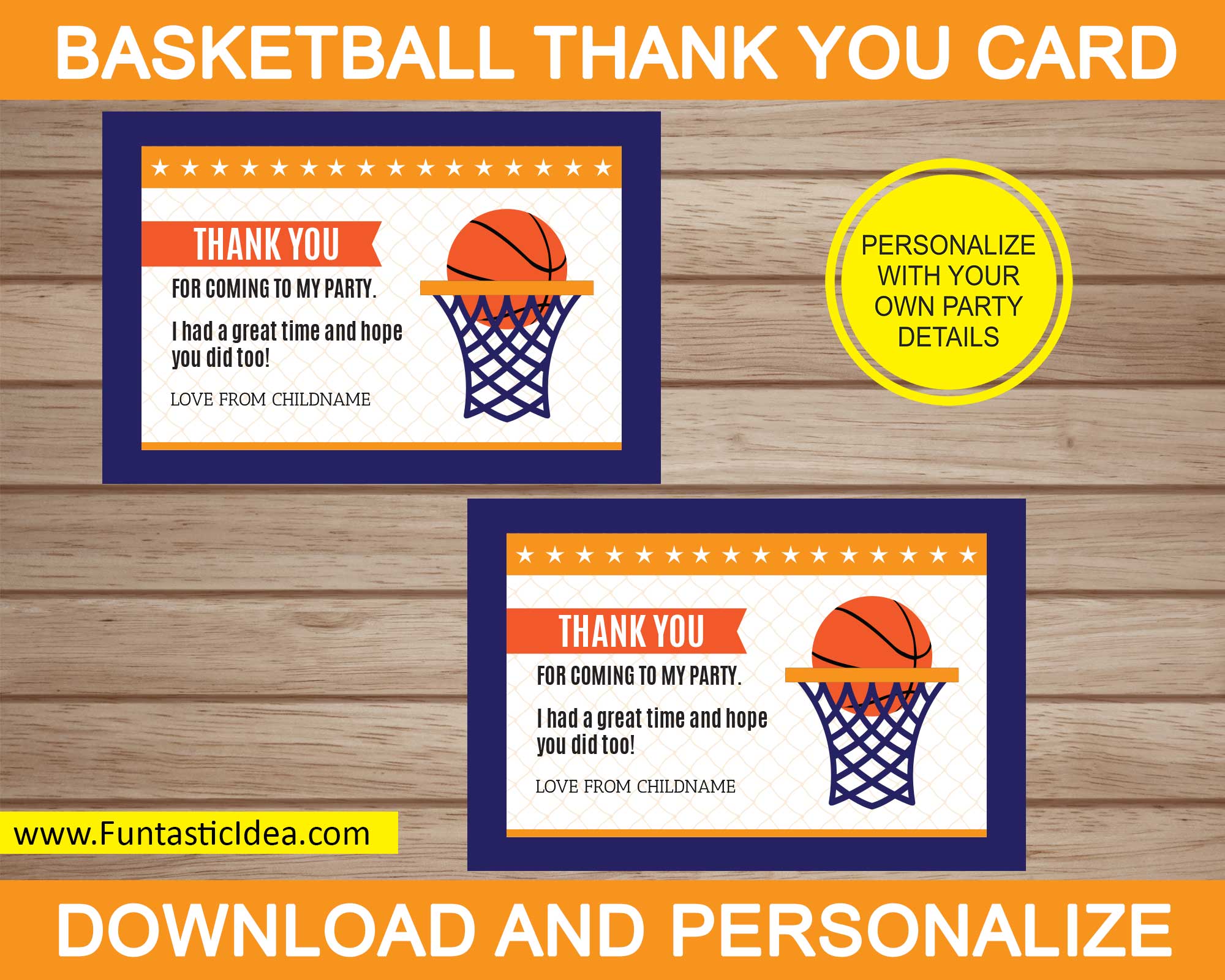 Basketball Thank You Cards| Uniquely Designed & Easily Personalized – Funtastic Idea for Free Printable Basketball Thank You Cards