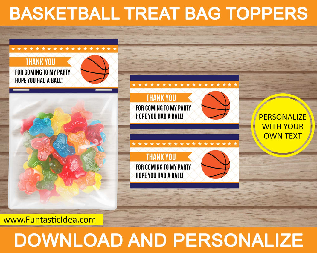 Basketball Party Treat Bag Toppers