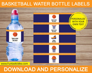 Basketball Party Water Bottle Labels
