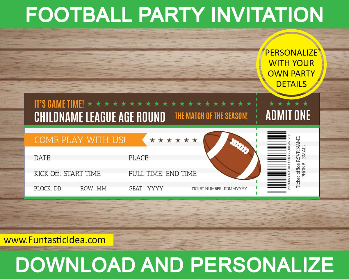 Football Party Invitation | Uniquely Designed & Easily Personalized ...