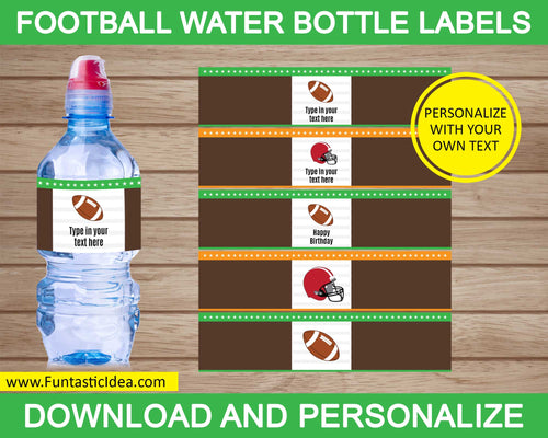 Football Party Water Bottle Labels