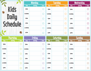 Editable Kids Daily Schedule 