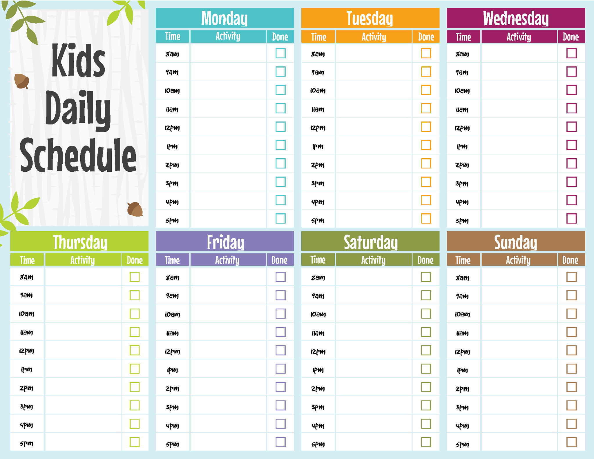 Kids After School Activity Planner | Weekly & Hourly Planner for Kids ...
