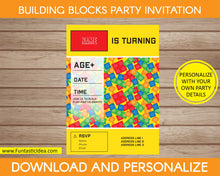 Load image into Gallery viewer, Building Blocks Party Invitation