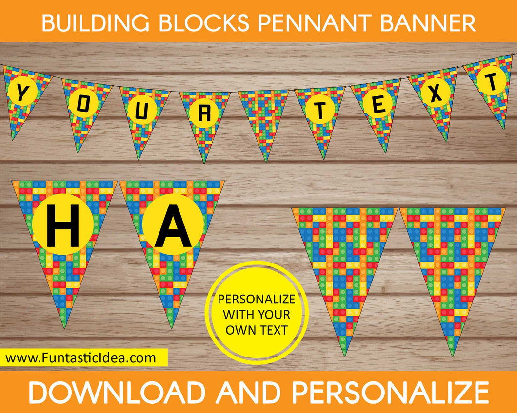 Building Blocks Party Pennant Banner