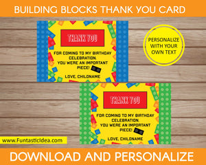 Building Blocks Party Thank You Cards