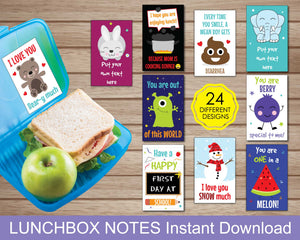 Lunchbox Notes for Kids, Lunchbox Cards for Kids