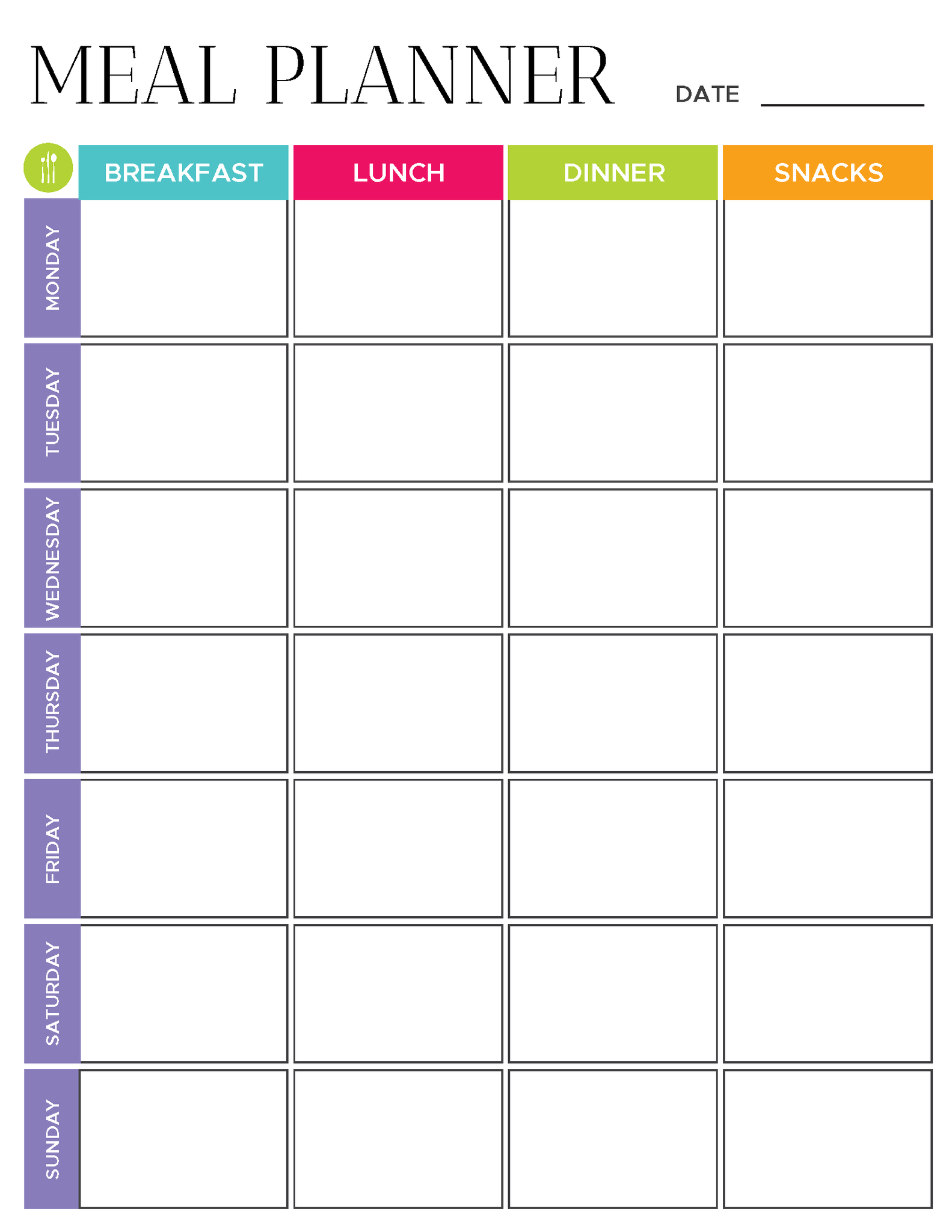 Meal Planner & Grocery List Printables  Short & Long Meal Planners –  Funtastic Idea