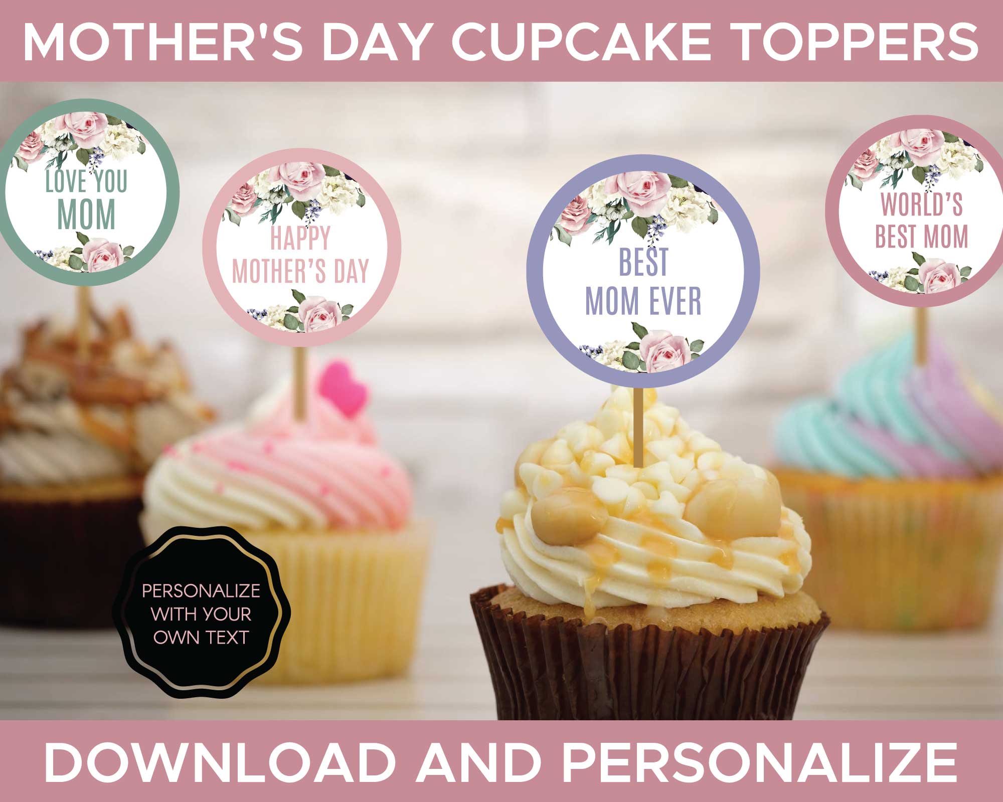Mother's Day Cupcake Toppers – Funtastic Idea for Free Printable Happy Mothers Day Cupcake Toppers