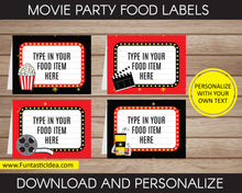 Load image into Gallery viewer, Movie Party Food Labels