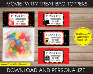 Movie Party Treat Bag Toppers