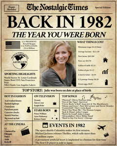 Back in 1982 Newspaper Poster Sign | Fully Editable