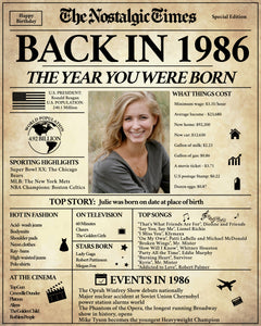 Back in 1986 Newspaper Poster Sign | Fully Editable
