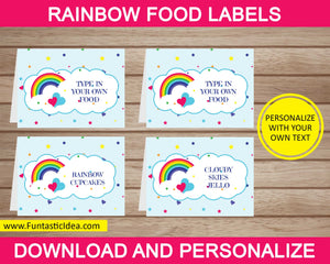 Rainbow Party Food Labels